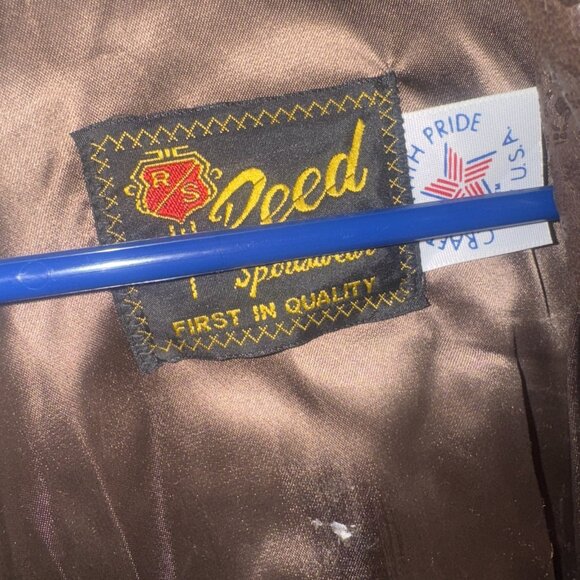 Vintage Reed Sportswear Brown Leather Flight Bomber Jacket Men's L - Picture 3 of 7